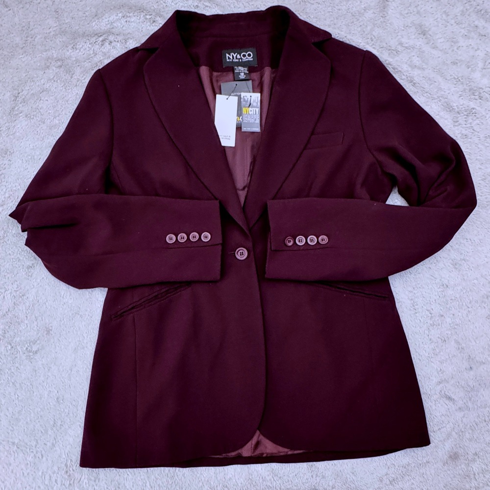 New York & Company Burgundy Blazer – Size 12 – NWT
